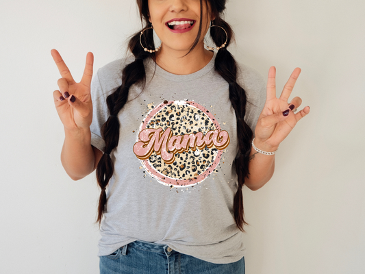 DTF BLUSH PINK/LEO DISTRESSED MAMA TRANSFER