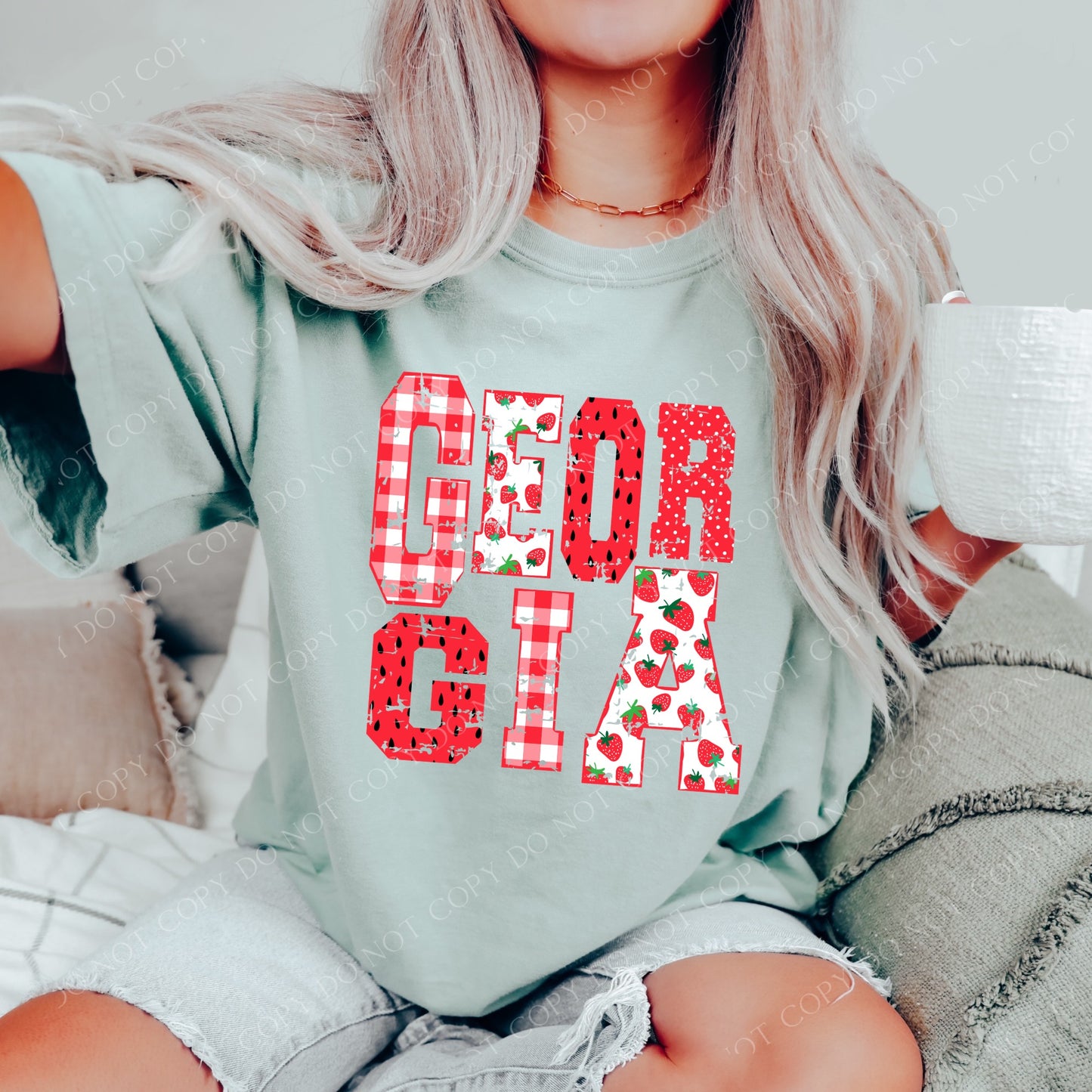 DTF GEORGIA STRAWBERRY DOTS/GINGHAM TRANSFER