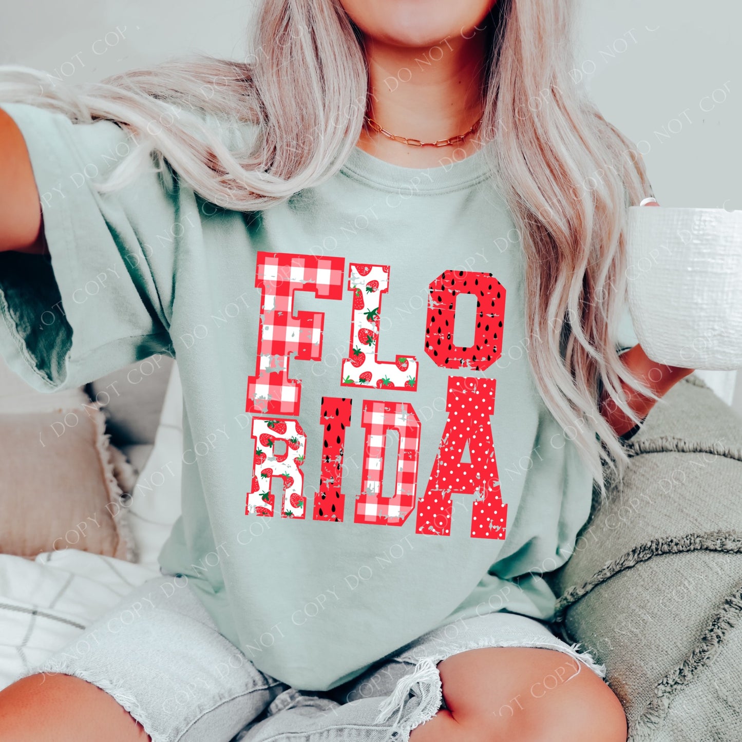 DTF FLORIDA STRAWBERRY DOTS/GINGHAM TRANSFER