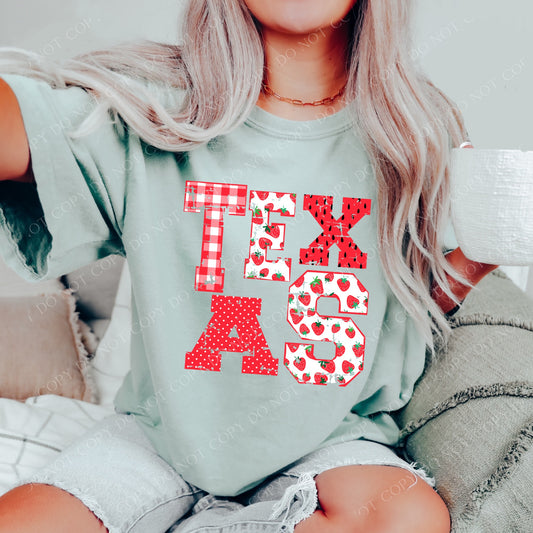 DTF TEXAS STRAWBERRY DOTS/GINGHAM TRANSFER