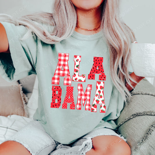 DTF ALABAMA STRAWBERRY DOTS/GINGHAM TRANSFER