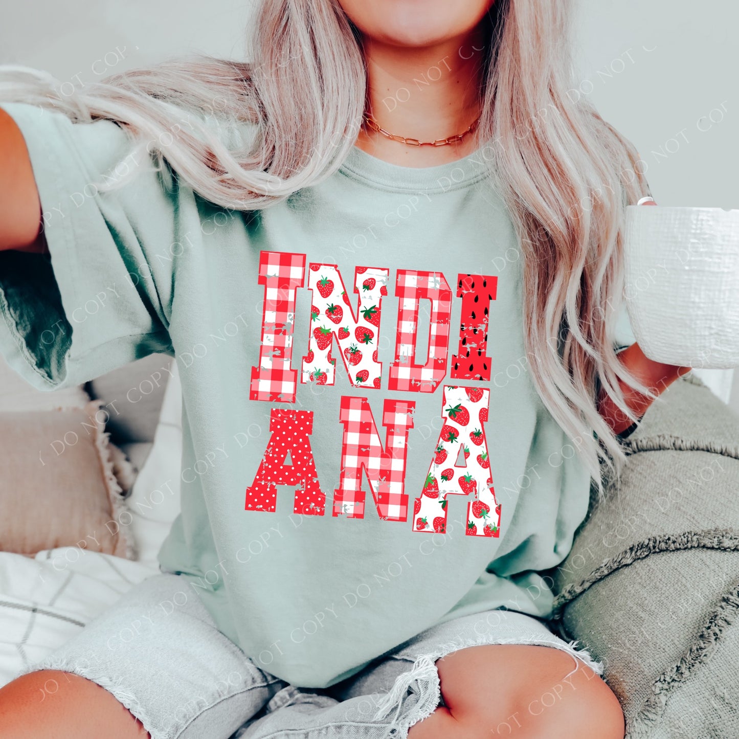 DTF INDIANA STRAWBERRY DOTS/GINGHAM TRANSFER