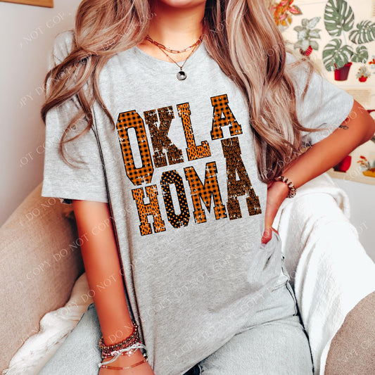 DTF OKLAHOMA BLACK/ORANGE PATTERNED TRANSFER