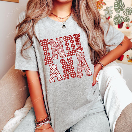 DTF INDIANA RED/WHITE PATTERNED TRANSFER