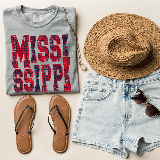 DTF MISSISSIPPI NAVY/RED PATTERNED TRANSFER