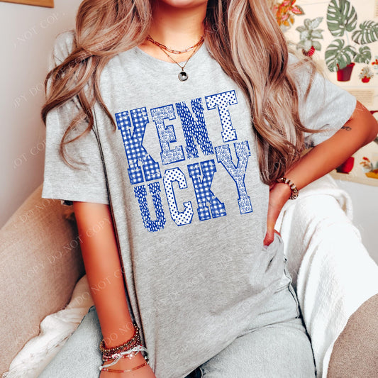 DTF KENTUCKY BLUE/WHITE PATTERNED TRANSFER
