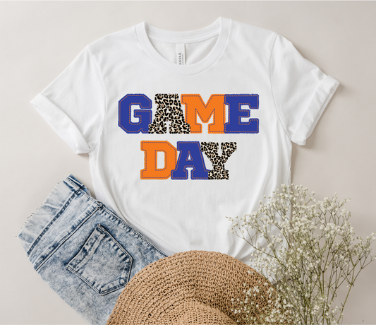 DTF GAME DAY ORANGE & BLUE PATCHWORK TRANSFER