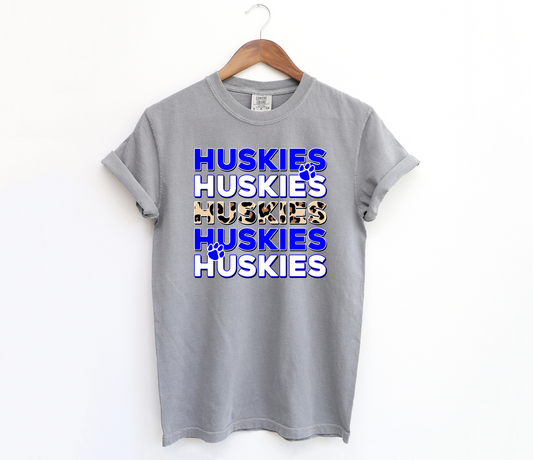 DTF HUSKIES ROYAL/WHITE STACKED TRANSFER