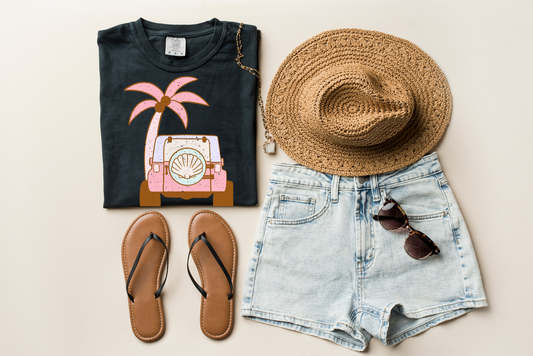 DTF PINK PALM TREE & JEEP TRANSFER