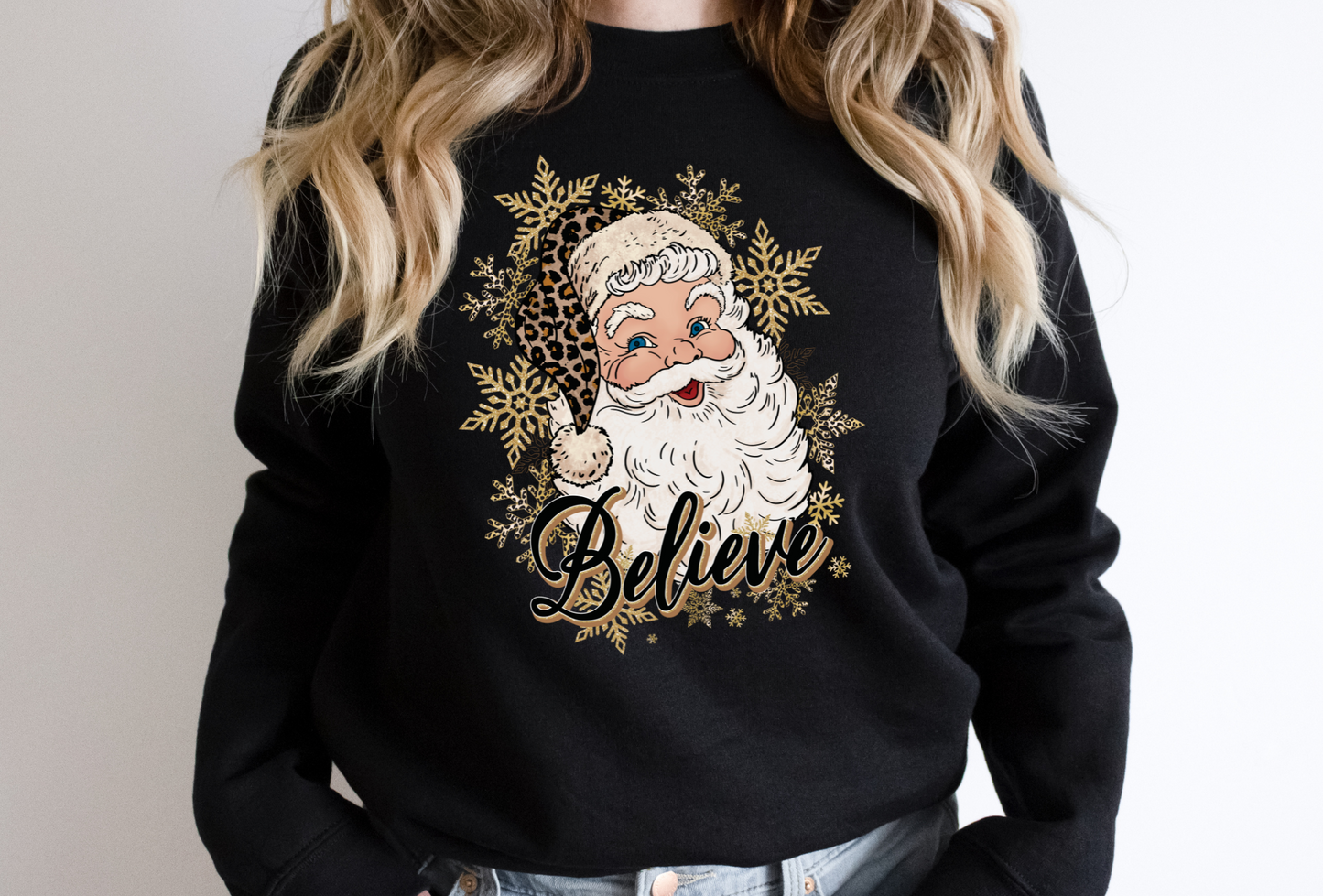 DTF VINTAGE SANTA LEOPARD/GOLD TRANSFER