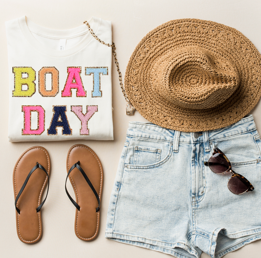 DTF FAUX CHENILLE BOAT DAY TRANSFER