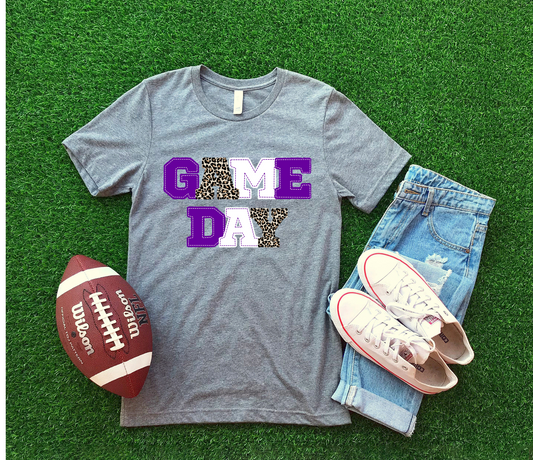 DTF GAME DAY PURPLE/WHITE GOLD PATCHWORK TRANSFER