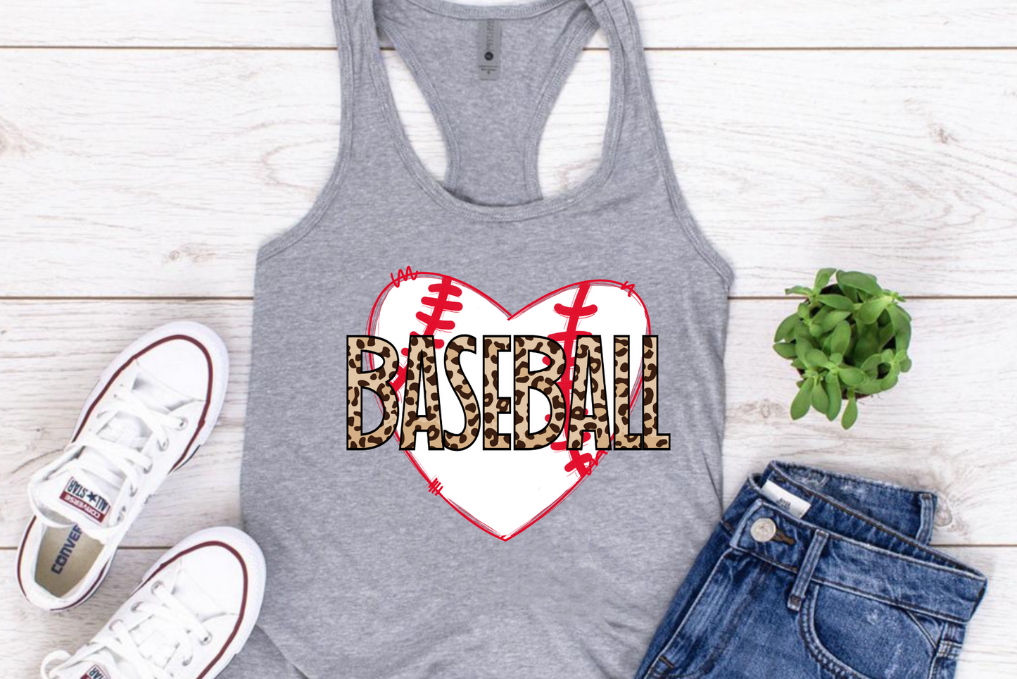 DTF BASEBALL HEART TRANSFER