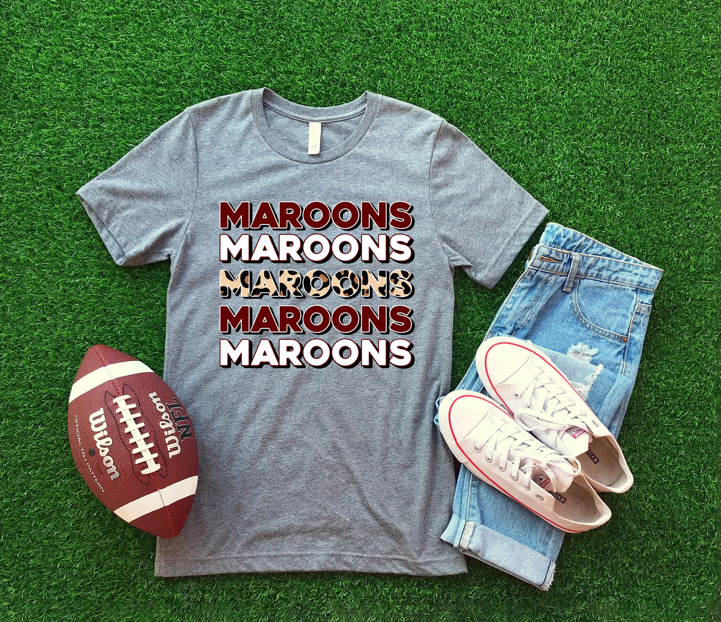 DTF MAROONS WHITE/MAROON LEO STACKED TRANSFER