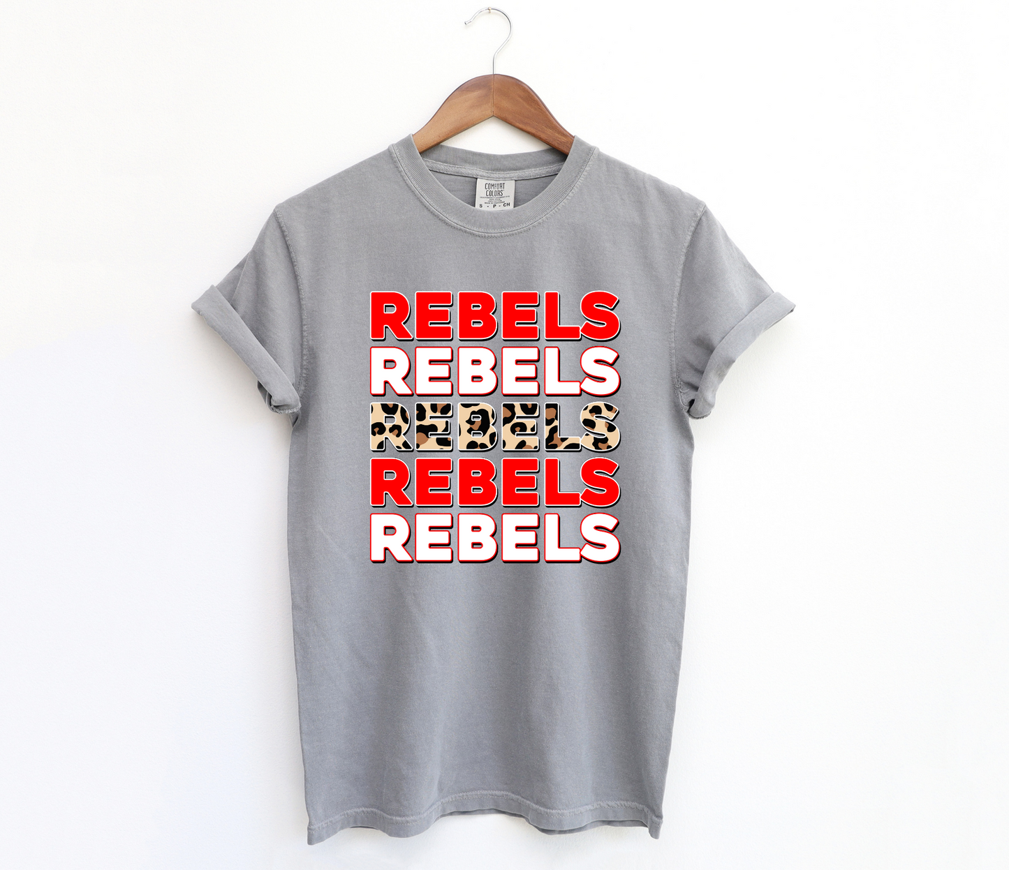 DTF REBELS RED/WHITE STACKED TRANSFER