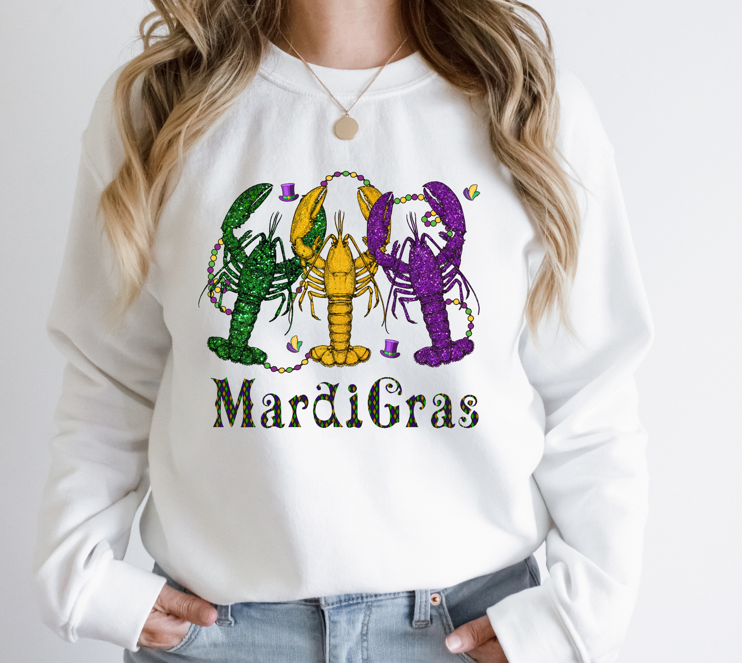 DTF MARDI GRAS GREEN-YELLOW-PURPLE CRAWFISH TRANSFER