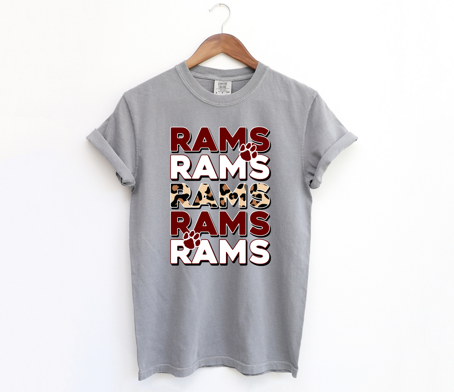 DTF RAMS MAROON/WHITE STACKED TRANSFER