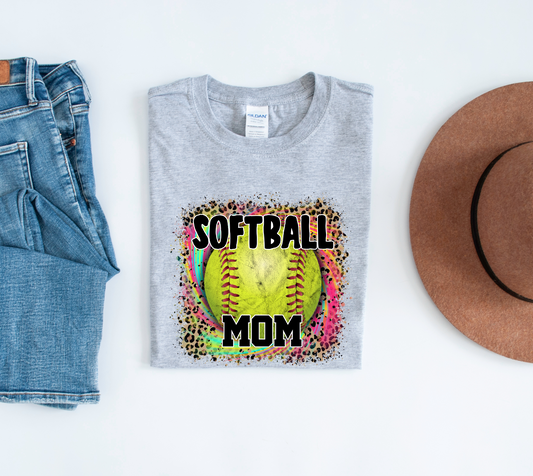 DTF SOFTBALL MOM LEO X NEON TRANSFER