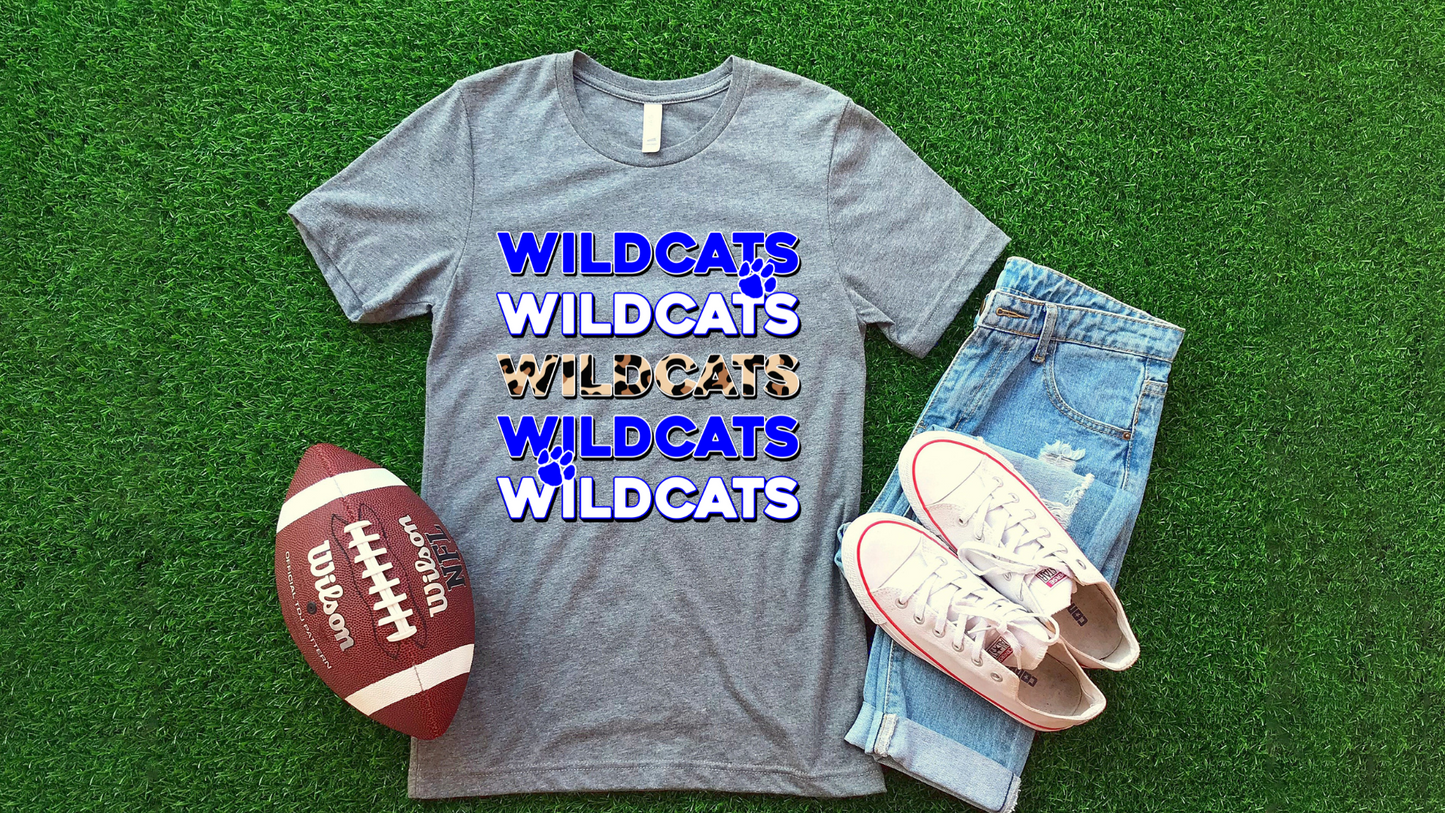 DTF WILDCATS ROYAL/WHITE STACKED TRANSFER