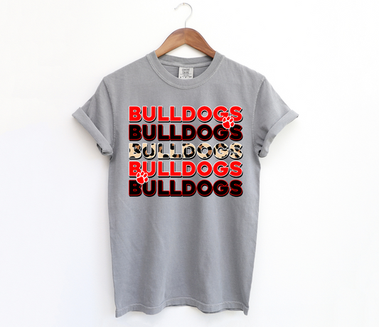 DTF BULLDOGS RED/BLACK STACKED TRANSFER