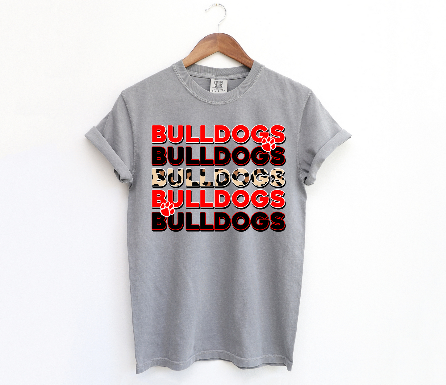 DTF BULLDOGS RED/BLACK STACKED TRANSFER