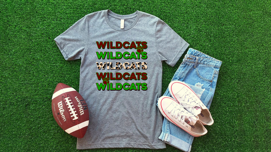 DTF WILDCATS MAROON/GREEN STACKED TRANSFER