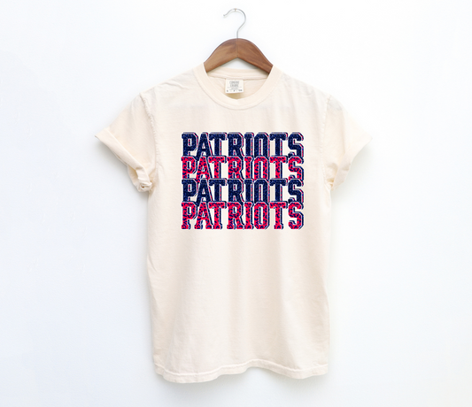 DTF PATRIOTS RED/BLACK GLITTER STACKED TRANSFER