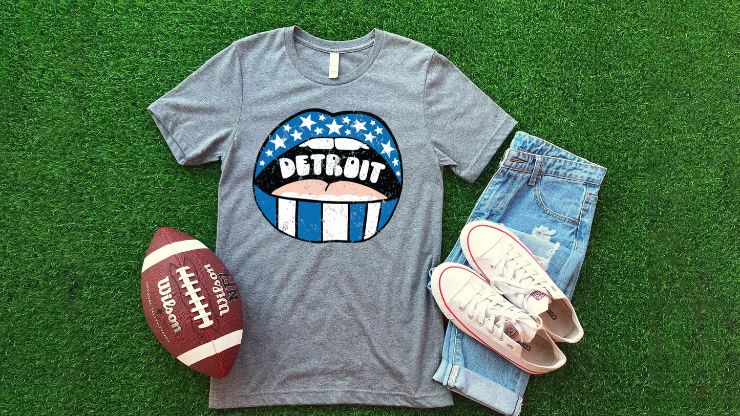 DTF DETROIT BLUE/WHITE LIPS DISTRESSED TRANSFER