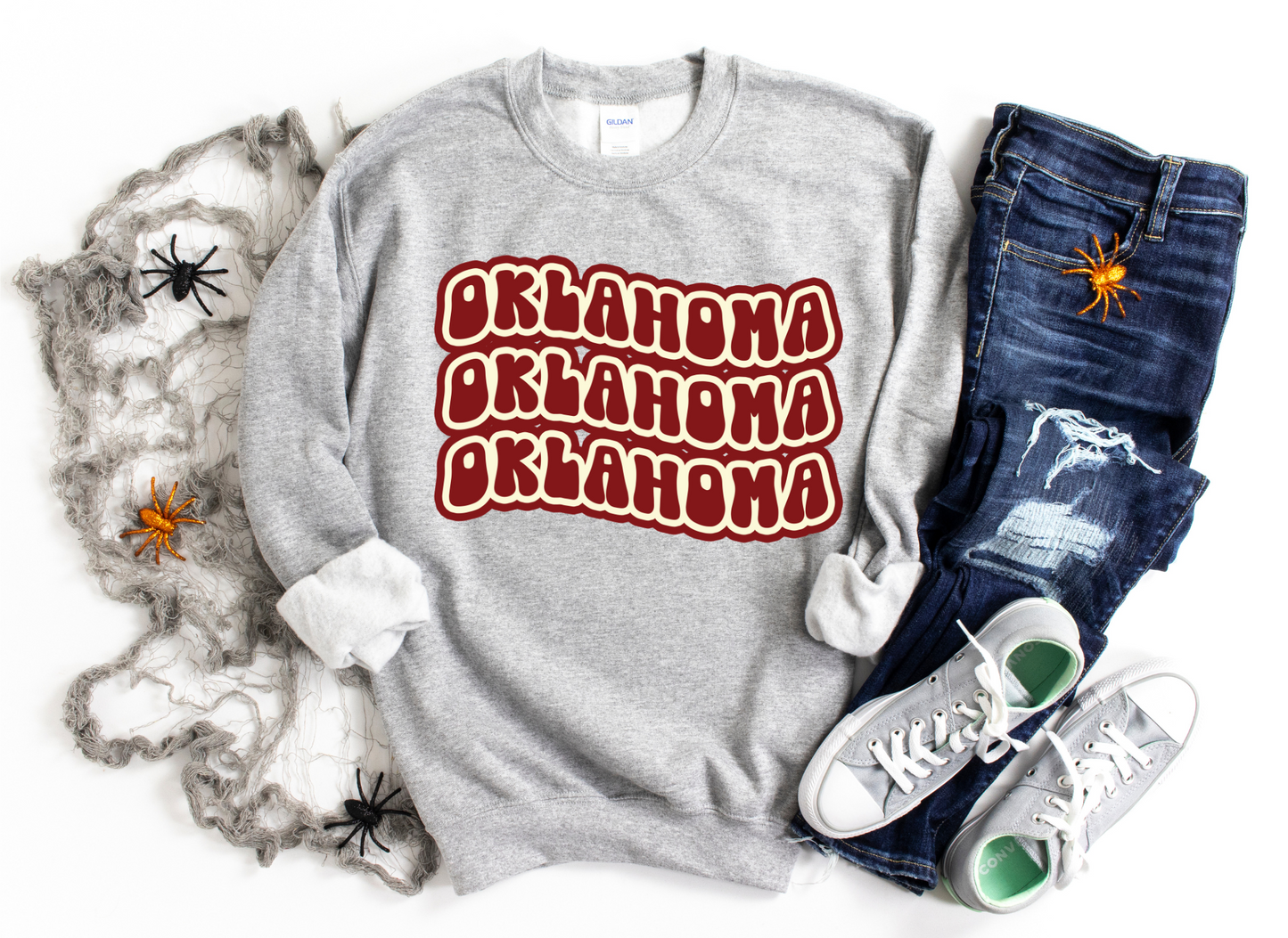 DTF OKLAHOMA CRIMSON & CREAM WAVY REG STACKED TRANSFER