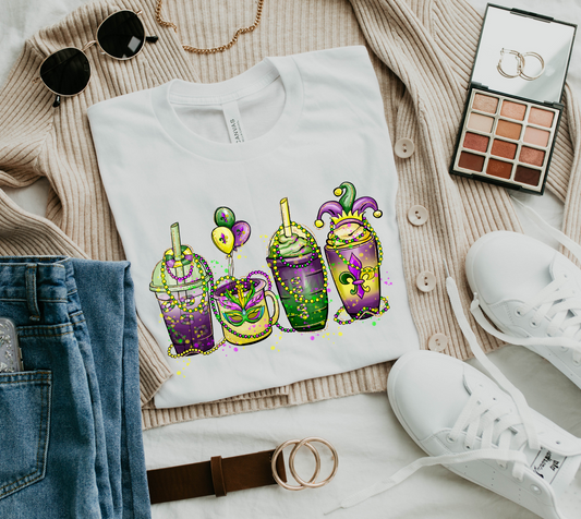 DTF MARDI GRAS COFFEE CUPS TRANSFER
