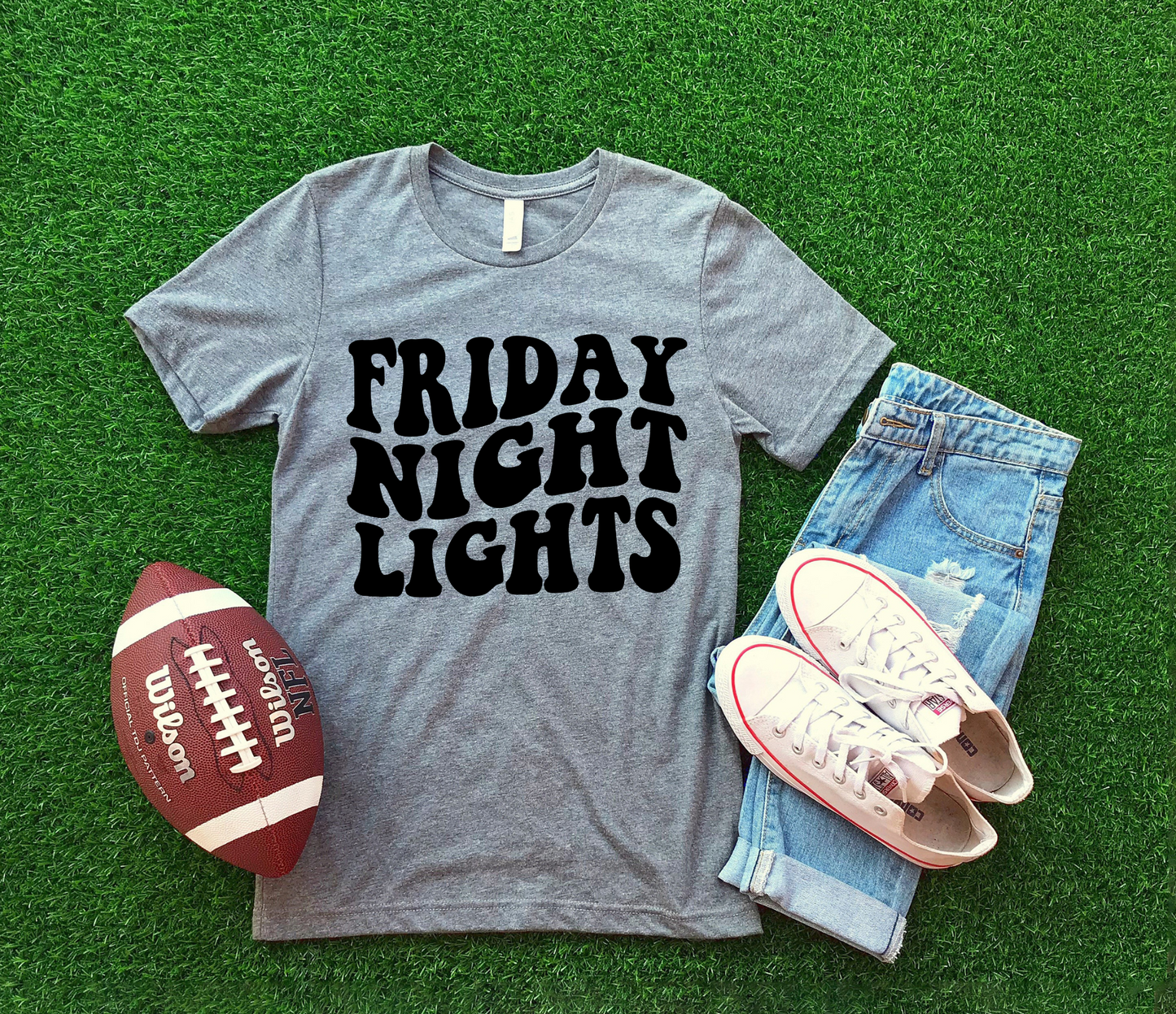 DTF FRIDAY NIGHT LIGHTS WAVY BLACK TRANSFER