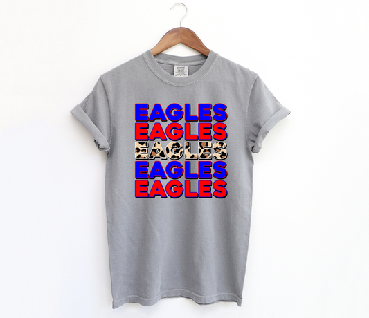 DTF EAGLES ROYAL/RED STACKED TRANSFER