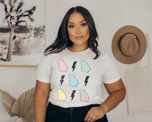 DTF GEORGIA Collage Lightning Bolt Distressed Transfer