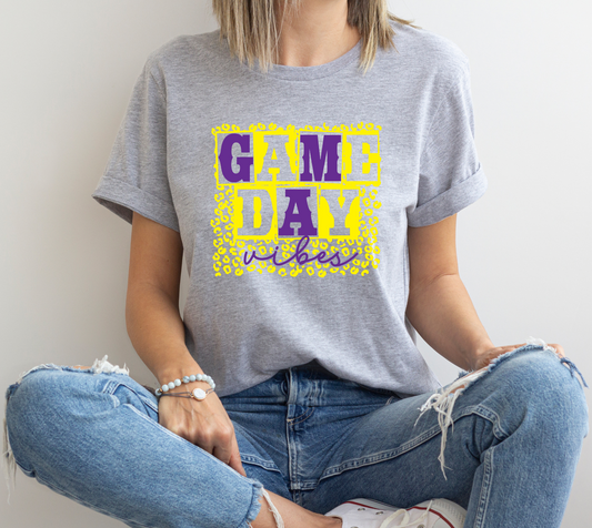 DTF GAME DAY VIBES YELLOW/PURPLE LEOPARD TRANSFER