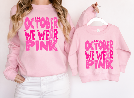 DTF IN OCT WE WEAR PINK RIBBON TRANSFER