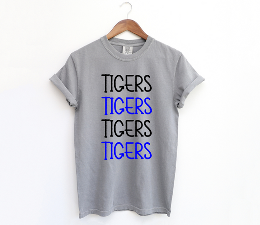 DTF TIGERS ROYAL/BLACK STACKED TRANSFER