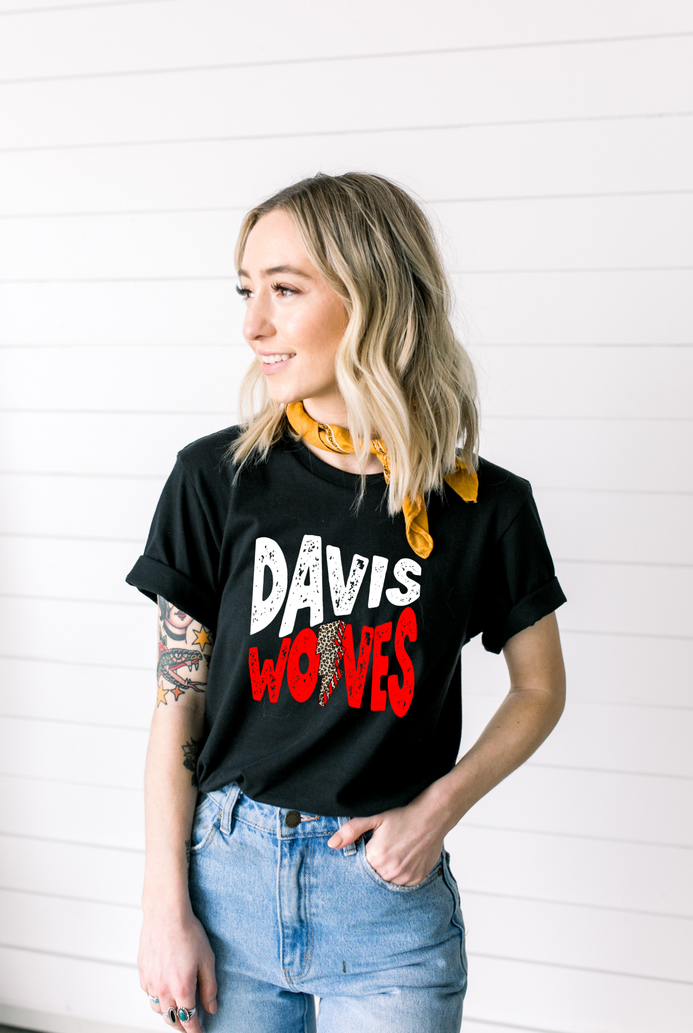 DTF DAVIS WOLVES WH/RED LB TRANSFER – Tulsa DTF Prints