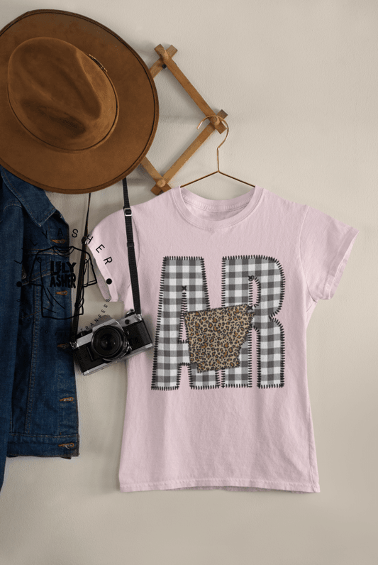 Dtf Arkansas Gingham & Leopard Patch Transfer
