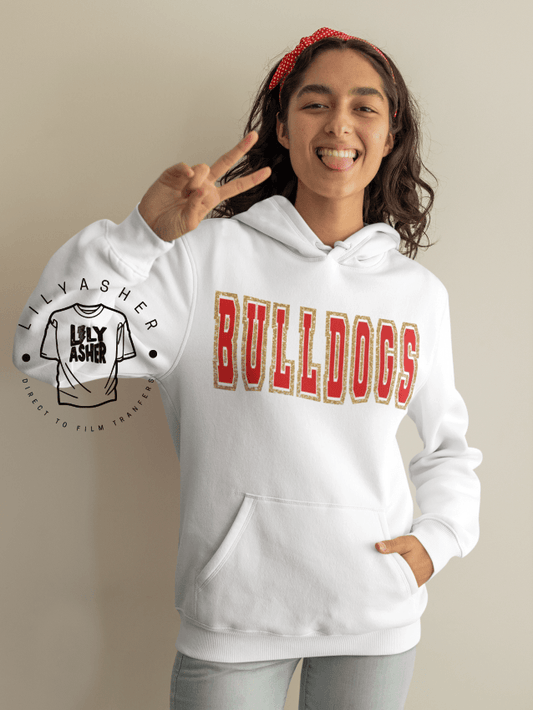 Dtf Bulldogs Red/gold Varsity Transfer