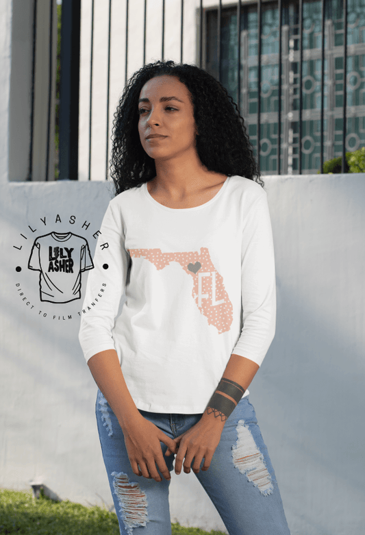Dtf Florida Pink Dots & Gray Heart Transfer