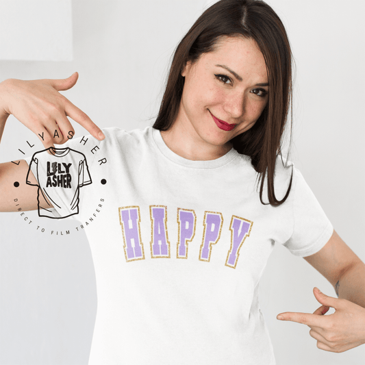 Dtf Happy Purple Varsity Transfer