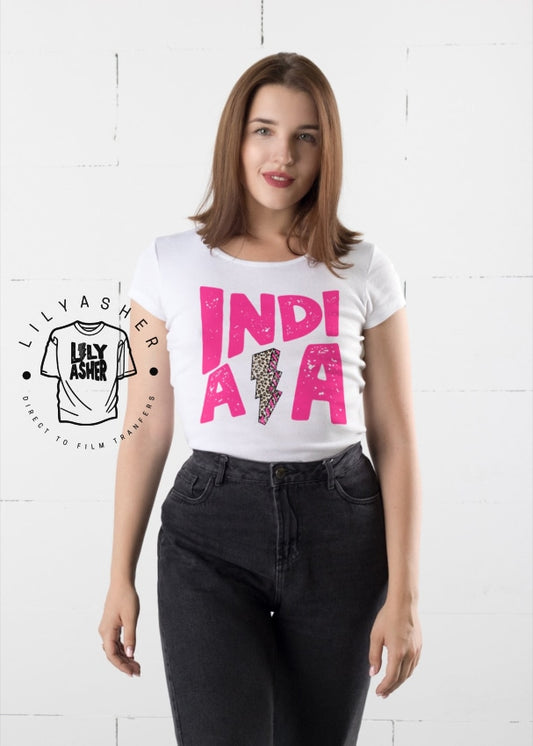 Dtf Indiana Pink Lightning Bolt Transfer