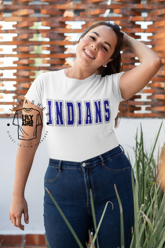 Dtf Indians Blue/silver Transfer