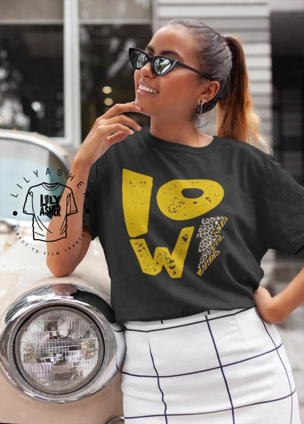 Dtf Iowa Yellow Lightning Bolt Transfer