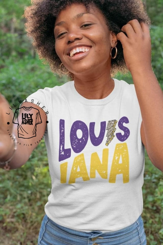 Dtf Louisiana Purple/yellow Lightning Bolt Transfer