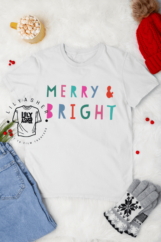 Dtf Merry & Bright Colored Transfer