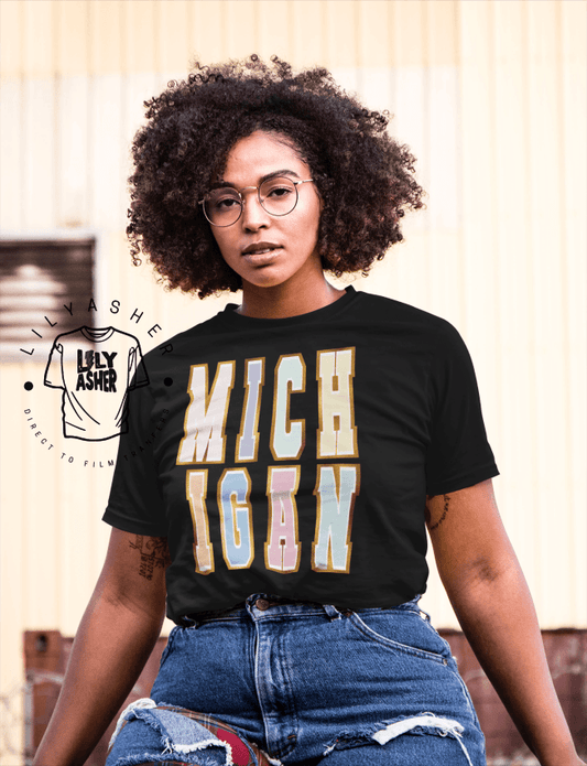 Dtf Michigan Pastel & Rose Gold Transfer