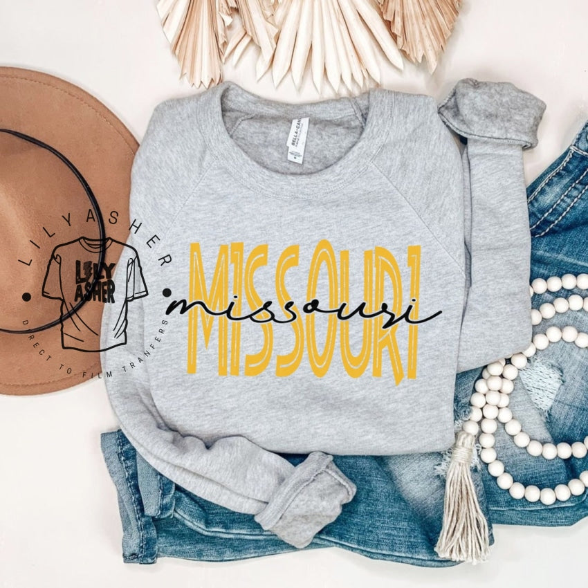 Dtf Missouri Yellow And Black Script Transfer
