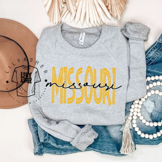 Dtf Missouri Yellow And Black Script Transfer