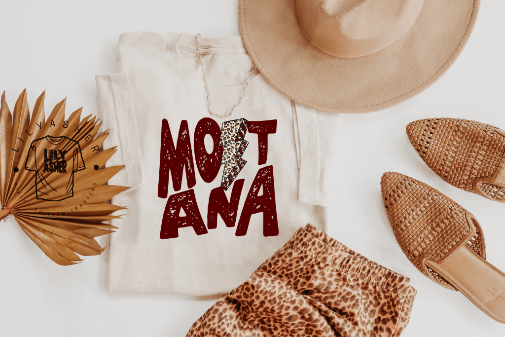 Dtf Montana Maroon Lightning Bolt Transfer